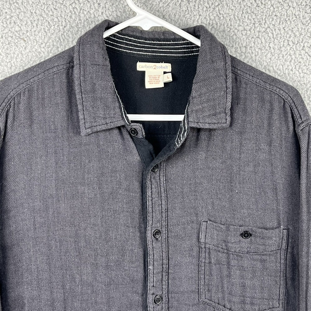 Carbon 2 Cobalt Button Up Flannel Shirt Mens Large Grey Long Sleeve - Picture 2 of 11